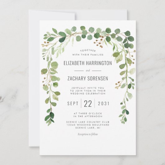 Boho Eucalyptus Arch Wedding Kaart (Voorkant)