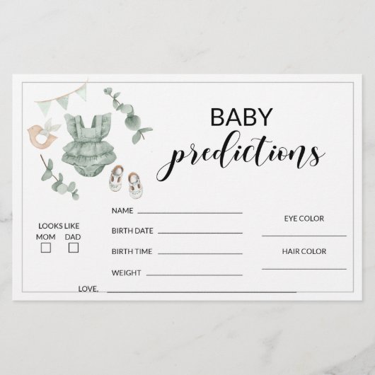 Boho eucalyptus baby shower voorspellen papierware briefpapier (Voorkant)