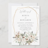 Boho Eucalyptus & Beige Floral 2 Weddenschap Kaart (Voorkant)