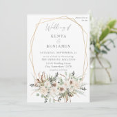 Boho Eucalyptus & Beige Floral 2 Weddenschap Kaart (Staand voorkant)