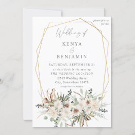 Boho Eucalyptus & Beige Floral 2 Weddenschap Kaart