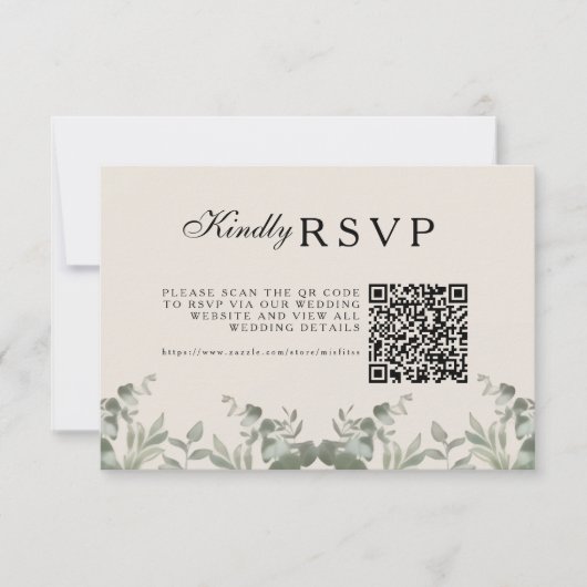 Boho Eucalyptus Bladeren Bruiloft RSVP Kaartje (Voorkant)