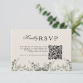 Boho Eucalyptus Bladeren Bruiloft RSVP Kaartje (Staand voorkant)