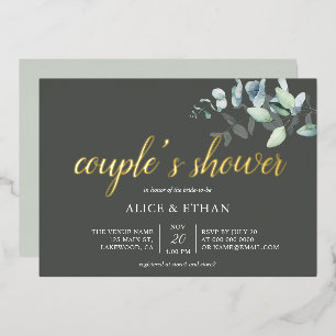 Boho Eucalyptus Bladeren Koppel Douche Folie Uitno Uitnodiging