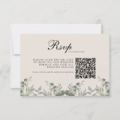 Boho Eucalyptus Bladeren met QR-code Trouwen RSVP Kaartje (Voorkant)