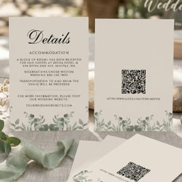 Boho Eucalyptus Bladeren met QR Huwelijksdetails K Bedankkaart