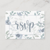 Boho Eucalyptus Bloemen Stoffig Blauw RSVP Bruilof Informatiekaartje (Voorkant)