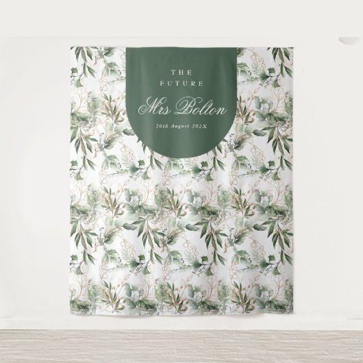 Boho Eucalyptus Boog Pampas Bruidsdouche Achtergro Wandkleed (Voorkant)