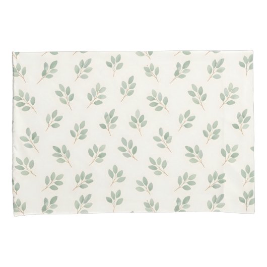 Boho Eucalyptus Botanical Pattern Pillowcase Kussensloop (Voorkant-Rechts)