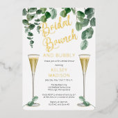 Boho Eucalyptus Champagne Bruiloft Brunch en Mouss Folie Uitnodiging (Voorkant)
