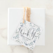 Boho Eucalyptus Chic Dusty Blue Pattern Wedding Bedankjes Labels (In situ)