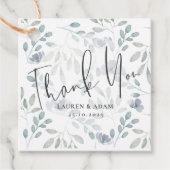 Boho Eucalyptus Chic Dusty Blue Pattern Wedding Bedankjes Labels (Voorkant)