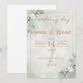 Boho Eucalyptus & Cotton Wedding Invitation Kaart (Voorkant / Achterkant)