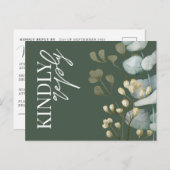 Boho Eucalyptus Dark Green & White RSVP Invitation Uitnodiging Briefkaart (Voorkant / Achterkant)