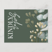 Boho Eucalyptus Dark Green & White RSVP Invitation Uitnodiging Briefkaart (Voorkant)