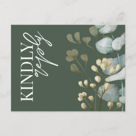 Boho Eucalyptus Dark Green & White RSVP Invitation Uitnodiging Briefkaart