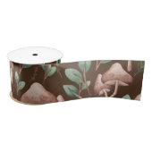 Boho Eucalyptus Forest Mushrooms Donker Bruin Satijnen Lint (Spoel)