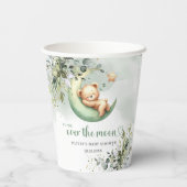Boho eucalyptus gebladerte teddybeer over de maan papieren bekers (Achterkant)