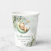 Boho eucalyptus gebladerte teddybeer over de maan papieren bekers (Voorkant)