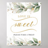 Boho eucalyptus Gold bladeren liefde is zoet teken Poster (Voorkant)