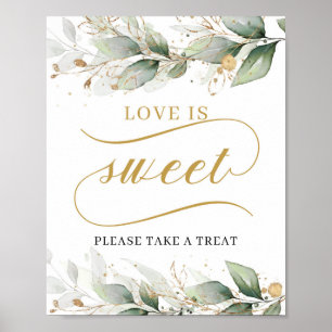 Boho eucalyptus Gold bladeren liefde is zoet teken Poster