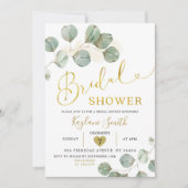 Boho Eucalyptus Goud Groen Vrijgezellenfeest Kaart (Voorkant)