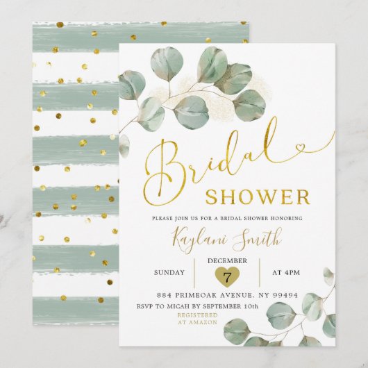 Boho Eucalyptus Goud Groen Vrijgezellenfeest Kaart (Voorkant / Achterkant)