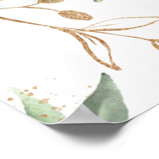 Boho Eucalyptus Gouden Cirkels Bruidsfeest Poster (Hoek)