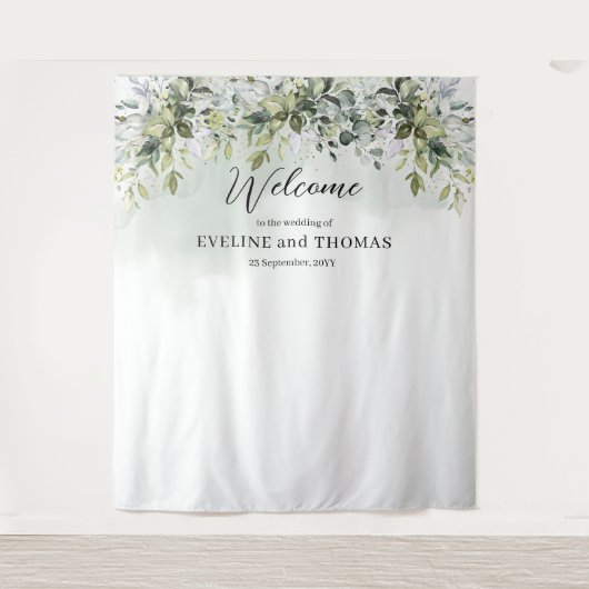 Boho eucalyptus gouden foto bruiloft backdrops wandkleed (Voorkant)