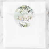 Boho eucalyptus gouden letters Baby shower sticker (Tas)