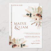 Boho Eucalyptus Green Flowers Pampas Wedding Kaart (Voorkant / Achterkant)