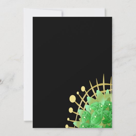 Boho Eucalyptus Greenery Black & Gold Wedding Kaart (Achterkant)