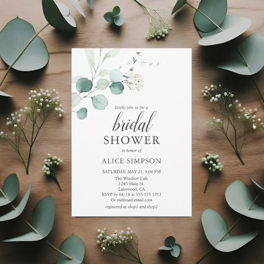 Boho Eucalyptus Greenery Bridal Shower Invitation Kaart
