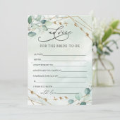 Boho Eucalyptus Greenery Foliage Faux Gold Lijst Advieskaart (Staand voorkant)