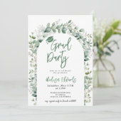 Boho Eucalyptus Greenery Foto Afstudeerfeest Kaart (Staand voorkant)