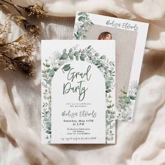 Boho Eucalyptus Greenery Foto Afstudeerfeest Kaart