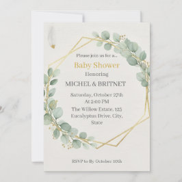Boho Eucalyptus Greenery Gold  Baby Showers Kaart