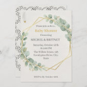 Boho Eucalyptus Greenery Gold  Baby Showers Kaart (Voorkant / Achterkant)