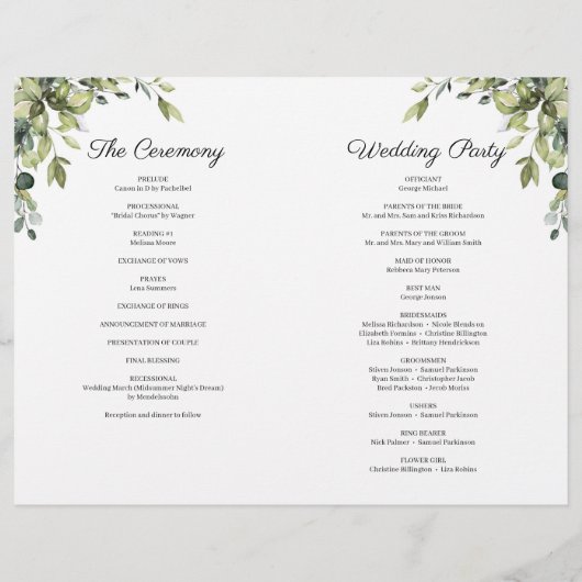 Boho Eucalyptus Greenery Gold Geometric Program (Achterkant)