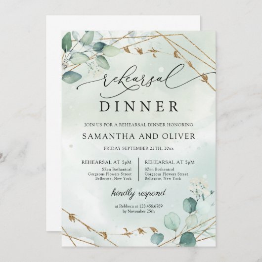 Boho Eucalyptus Greenery GOld Geometrische repetit Kaart (Voorkant / Achterkant)