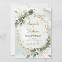 Boho eucalyptus greenery laat faux gold lijst kaart