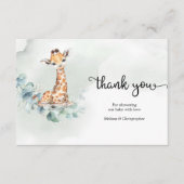 Boho eucalyptus greenery met grote baby giraffe informatiekaartje (Voorkant)