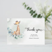 Boho eucalyptus greenery met grote baby giraffe informatiekaartje (Staand voorkant)