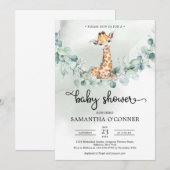 Boho eucalyptus greenery met grote baby giraffe kaart (Voorkant / Achterkant)