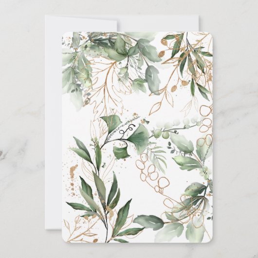 Boho Eucalyptus Greenery Pampas Wreath Gold Kaart (Achterkant)