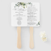 Boho Eucalyptus Greenery Wedding Ceremony Program Handwaaier (Voorkant en achterkant)