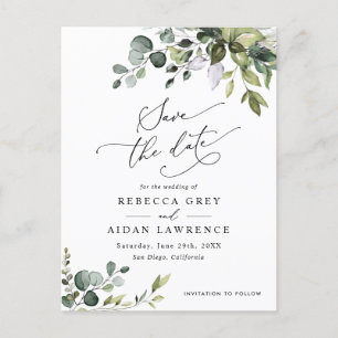 Boho Eucalyptus Greenery Wedding Save the Date Briefkaart