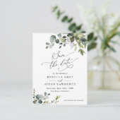 Boho Eucalyptus Greenery Wedding Save the Date Briefkaart (Staand voorkant)