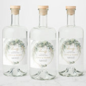 Boho eucalyptus groen blad gouden ovale boog likeurfles etiket (Flessen)