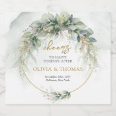 Boho eucalyptus groen blad gouden ovale boog likeurfles etiket (Enkel label)